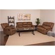 Flash Furniture Harmony Metal & Microfiber Reclining Sofa Set in Chocolate Brown