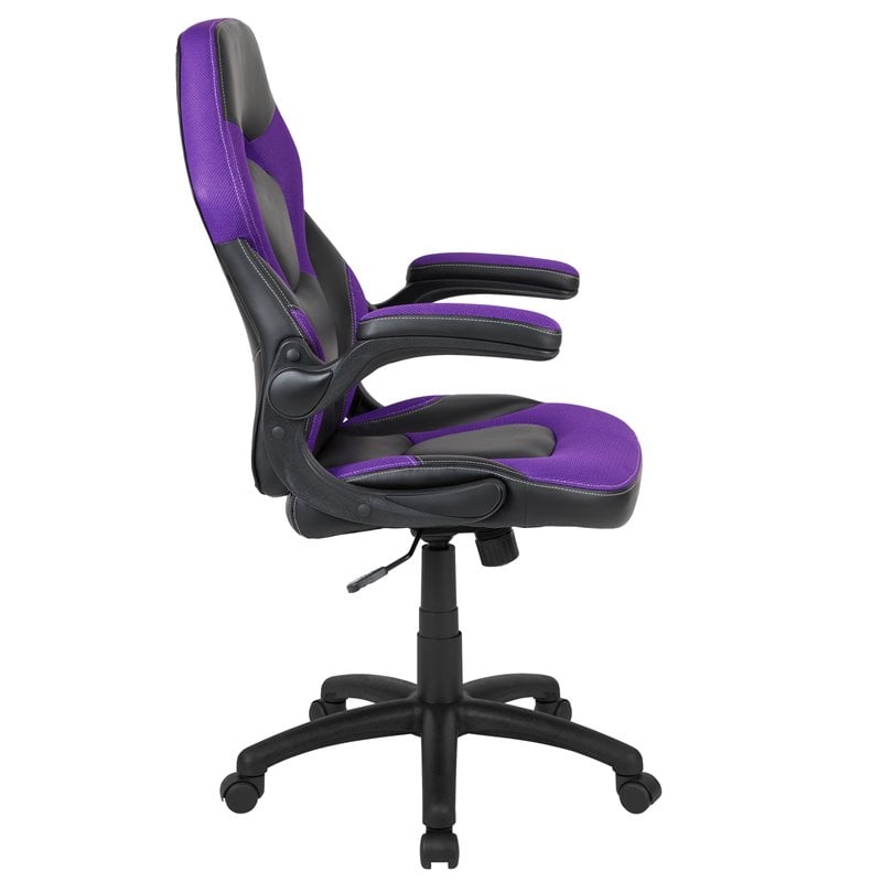 Flash Furniture X10 Plastic Gaming Chair with Flip-Up Arms in Purple/Black