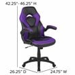 Flash Furniture X10 Plastic Gaming Chair with Flip-Up Arms in Purple/Black