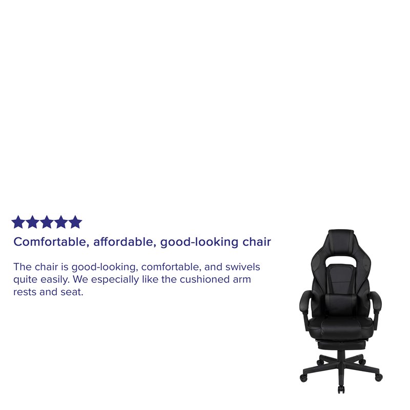Flash Furniture X40 LeatherSoft Gaming Chair with Recline Back/Arms in Black