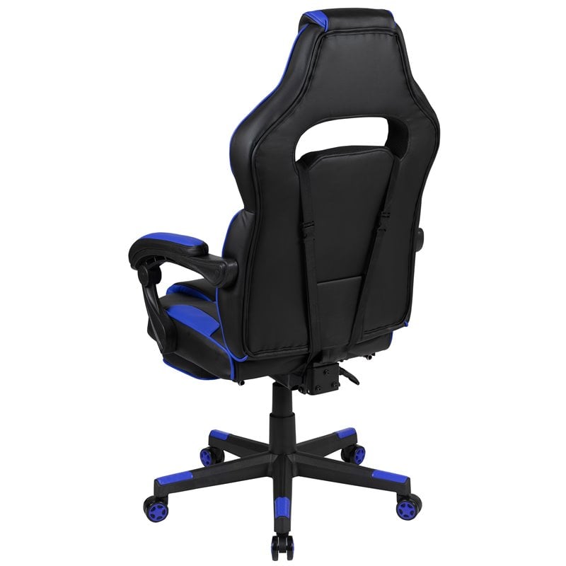 Flash Furniture X40 LeatherSoft Gaming Chair w/ Recline Back/Arms in Black/Blue