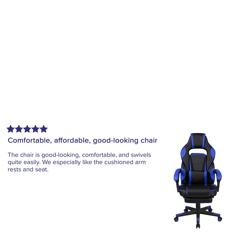 Flash Furniture X40 LeatherSoft Gaming Chair w/ Recline Back/Arms in Black/Blue