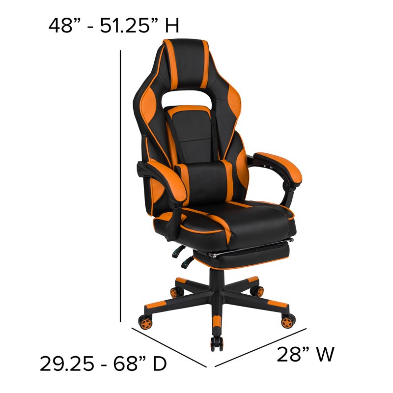 Flash Furniture X40 LeatherSoft Gaming Chair w/ Recline Back/Arm in Black/Orange