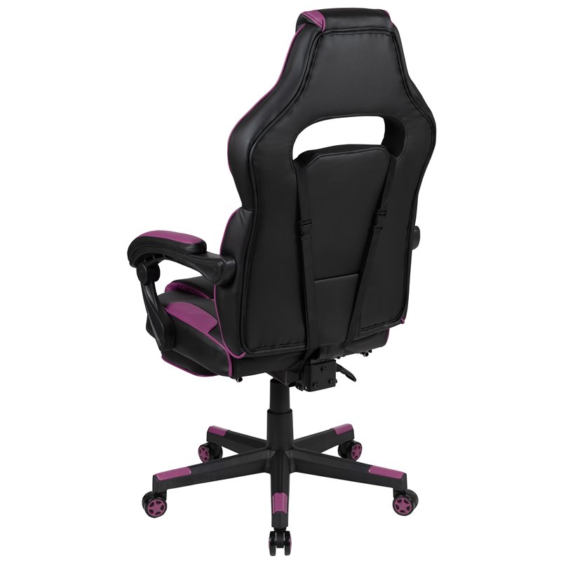 Flash Furniture X40 LeatherSoft Gaming Chair w/ Recline Back/Arm in Black/Purple
