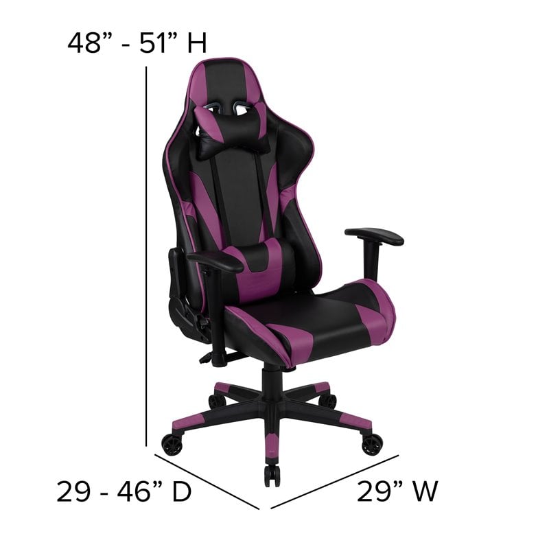Flash Furniture X20 LeatherSoft Racing Gaming Ergonomic Chair in Purple