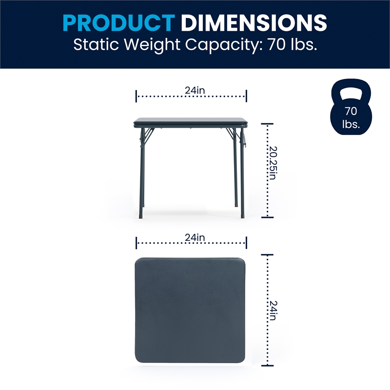 Flash Furniture 5PC Metal Kids Folding Activity Table and Chairs Set in Navy