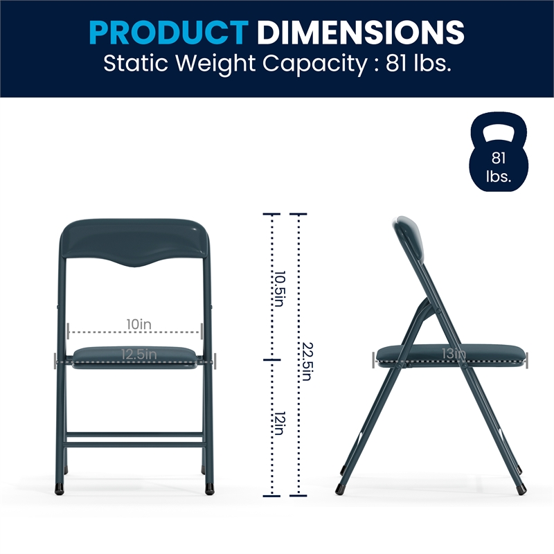 Flash Furniture 5PC Metal Kids Folding Activity Table and Chairs Set in Navy