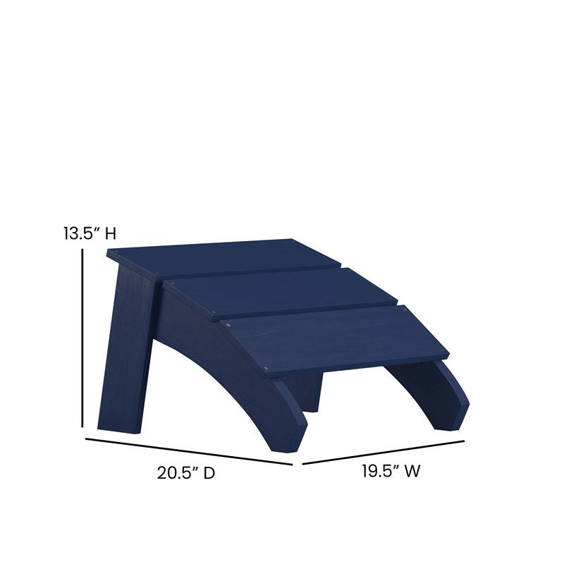 Flash Furniture Sawyer Indoor/Outdoor Resin Adirondack Ottoman in Navy