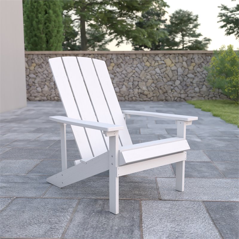 Flash Furniture Charlestown All-Weather Resin Adirondack Chair in White