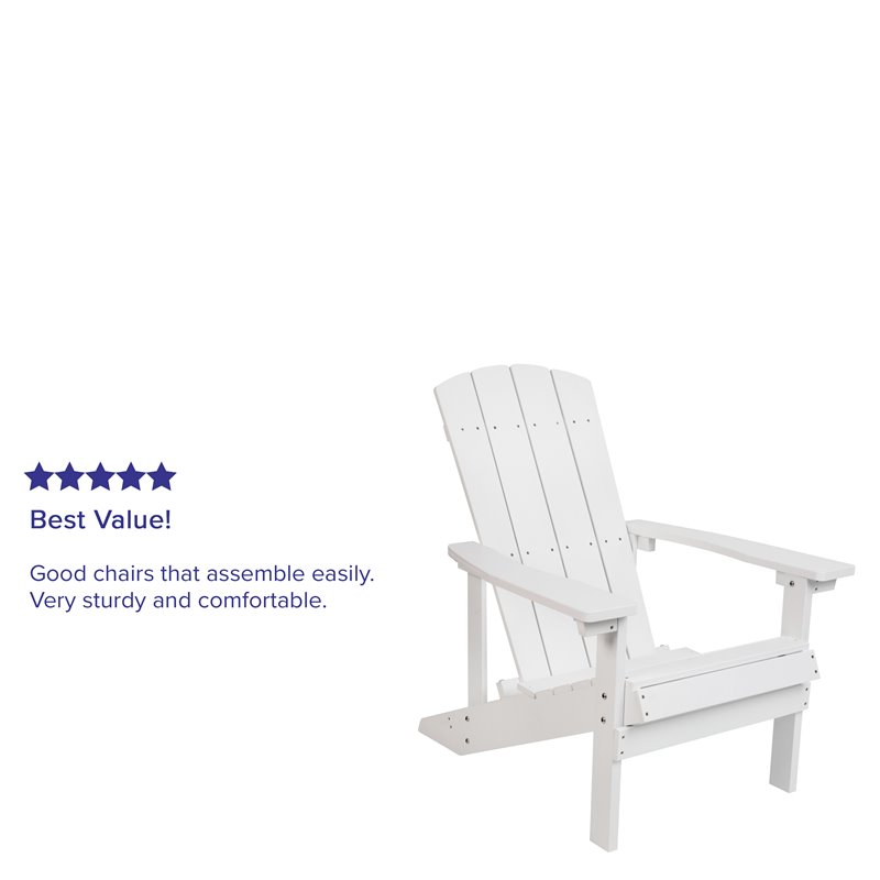 Flash Furniture Charlestown All-Weather Resin Adirondack Chair in White