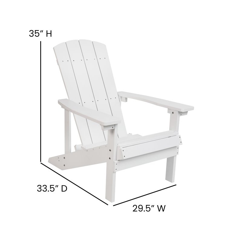 Flash Furniture Charlestown All-Weather Resin Adirondack Chair in White