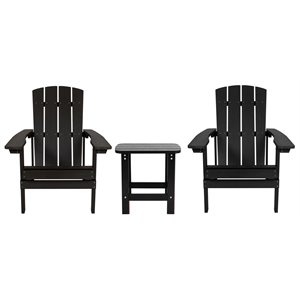 flash furniture charlestown resin adirondack side table & 2 chairs set in black