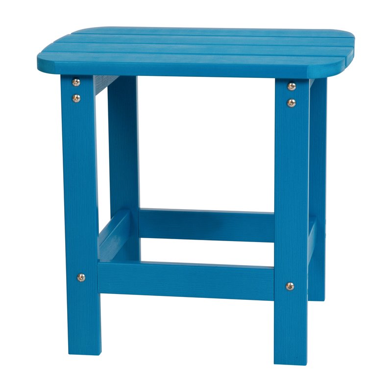 Flash Furniture Charlestown Resin Adirondack Side Table & 2 Chairs Set in Blue