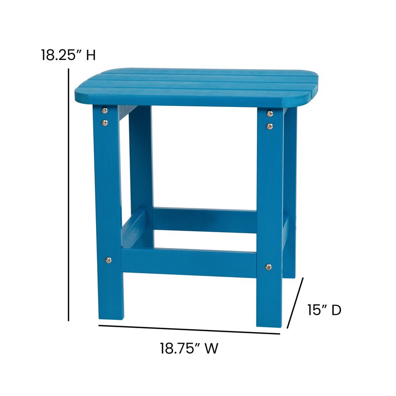 Flash Furniture Charlestown Resin Adirondack Side Table & 2 Chairs Set in Blue