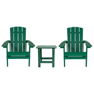 flash furniture charlestown resin adirondack side table & 2 chairs set in green