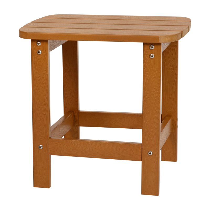Flash Furniture Charlestown Resin Adirondack Side Table & 2 Chairs Set in Brown