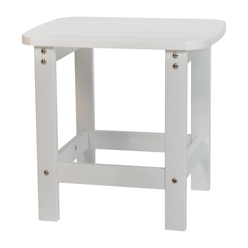 Flash Furniture Charlestown Resin Adirondack Side Table & 2 Chairs Set in White