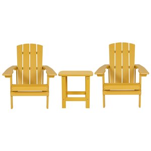 flash furniture charlestown resin adirondack side table & 2 chairs set in yellow