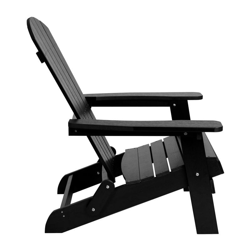 Flash Furniture Charlestown All-Weather Resin Folding Adirondack Chair in Black