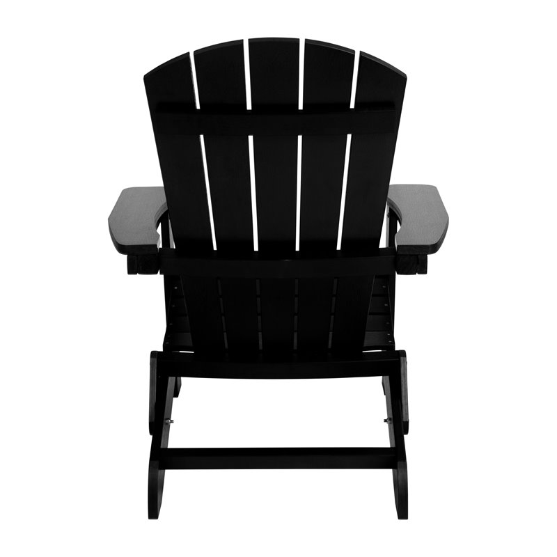Flash Furniture Charlestown All-Weather Resin Folding Adirondack Chair in Black
