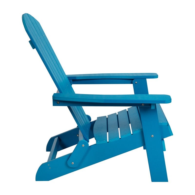 Flash Furniture Charlestown All-Weather Resin Folding Adirondack Chair in Blue