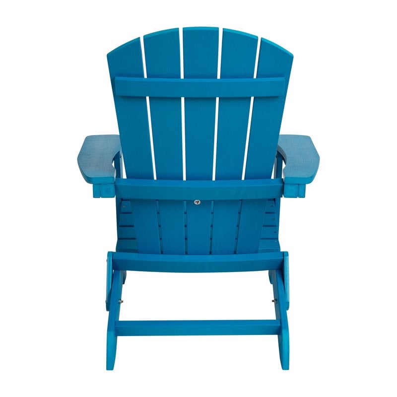 Flash Furniture Charlestown All-Weather Resin Folding Adirondack Chair in Blue