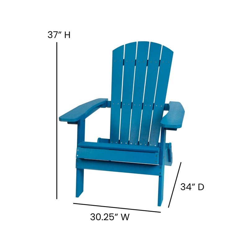Flash Furniture Charlestown All-Weather Resin Folding Adirondack Chair in Blue