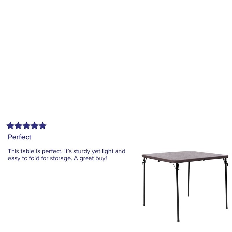 Flash Furniture Square Bi-Fold Metal Folding Table with Carrying Handle in Gray