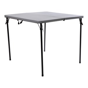 flash furniture square bi-fold metal folding table with carrying handle in gray