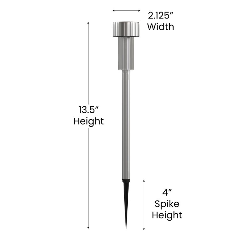 Flash Furniture Stainless Steel LED Landscaping Lights in Gray (Set of 12)
