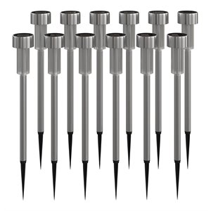 Flash Furniture Stainless Steel LED Landscaping Lights in Gray (Set of 12)