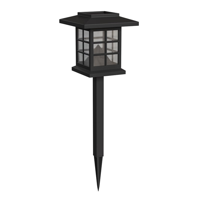 Flash Furniture Solar Powered LED Plastic Landscape Lights in Black (Set of 8)