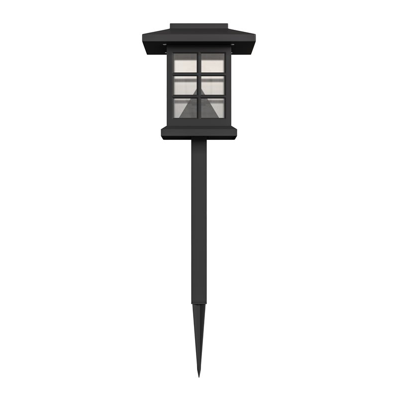 Flash Furniture Solar Powered LED Plastic Landscape Lights in Black (Set of 8)