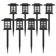 Flash Furniture Solar Powered LED Plastic Landscape Lights in Black (Set of 8)