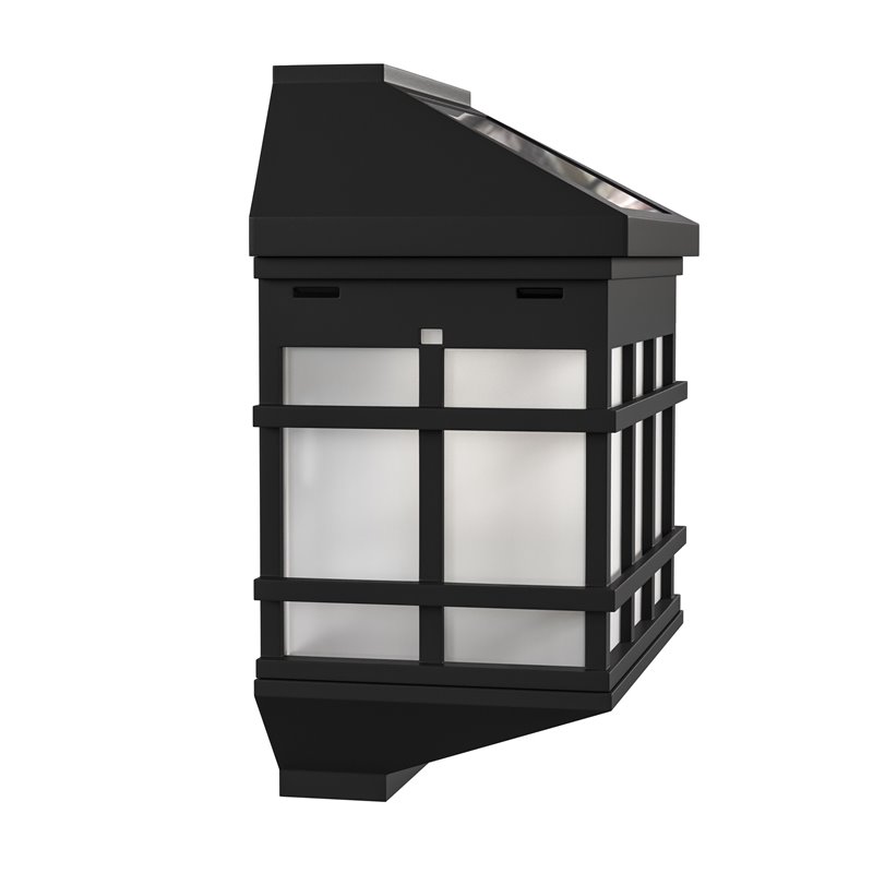 Flash Furniture Plastic Wall Mount LED Solar Light in Black (Set of 6)