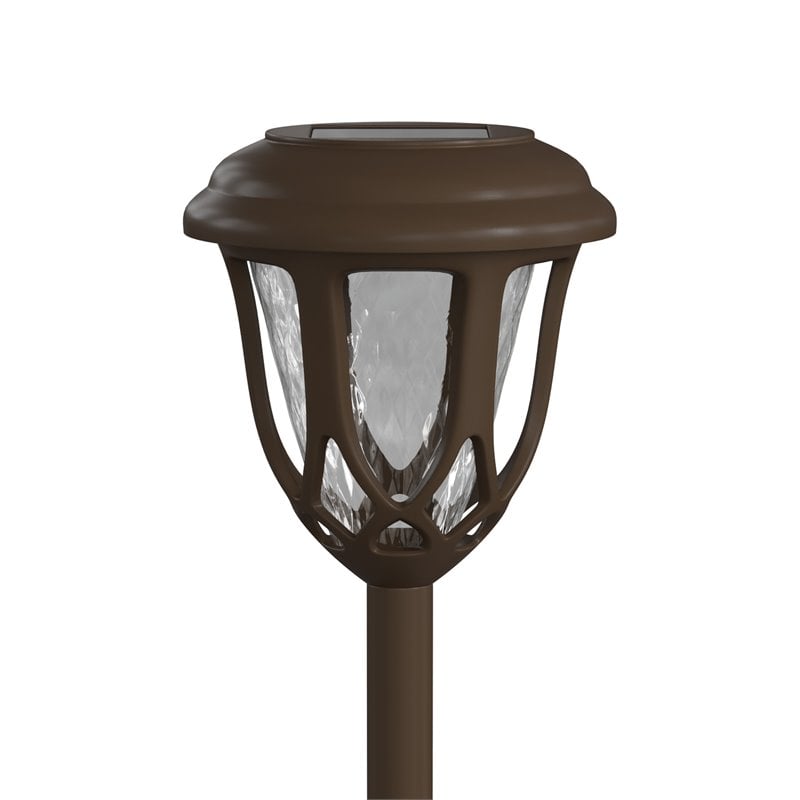 Flash Furniture Tulip Solar Powered Plastic LED Garden & Pathway Lights in Brown