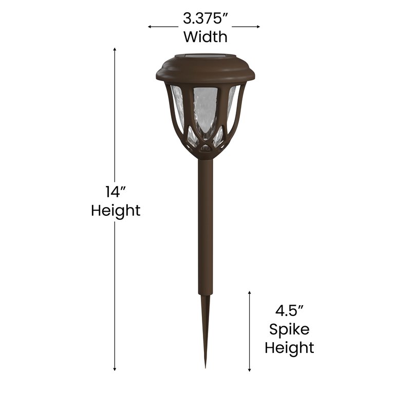 Flash Furniture Tulip Solar Powered Plastic LED Garden & Pathway Lights in Brown