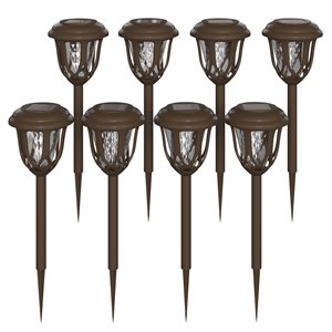 Flash Furniture Tulip Solar Powered Plastic LED Garden & Pathway Lights in Brown