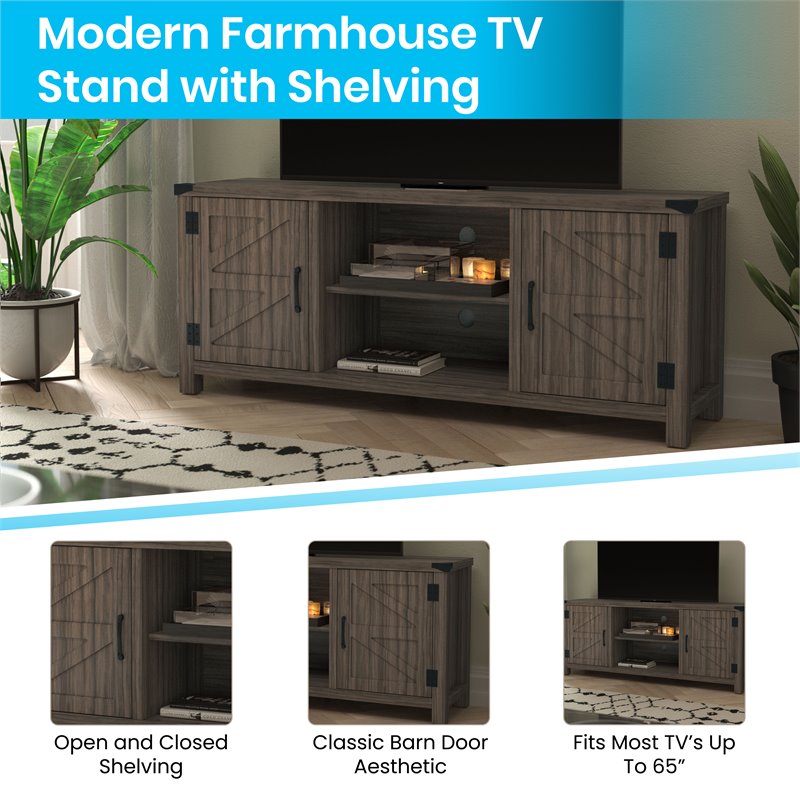 Flash Furniture Ayrith Engineered Wood TV Stand Fits up to 65