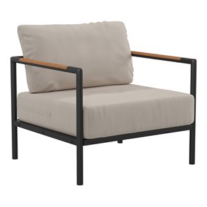 Flash Furniture Aluminum and Fabric Patio Chair with Cushions in Beige/Black