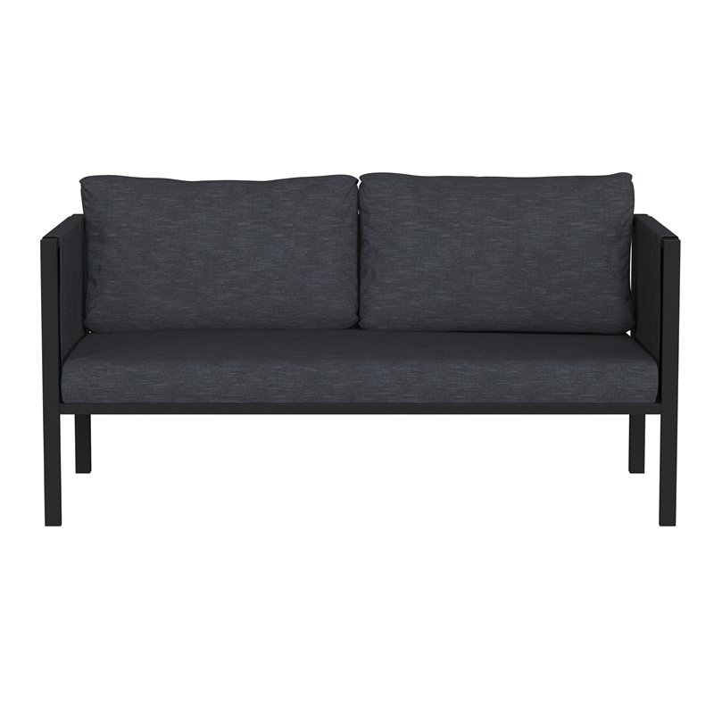 Flash Furniture Fabric Loveseat with Cushions and Storage Pockets in Charcoal