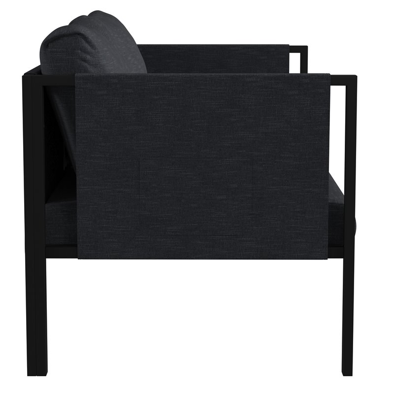 Flash Furniture Fabric Loveseat with Cushions and Storage Pockets in Charcoal