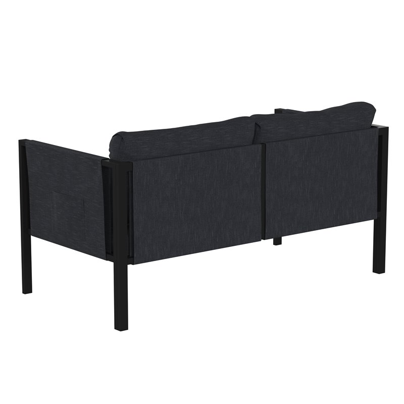Flash Furniture Fabric Loveseat with Cushions and Storage Pockets in Charcoal