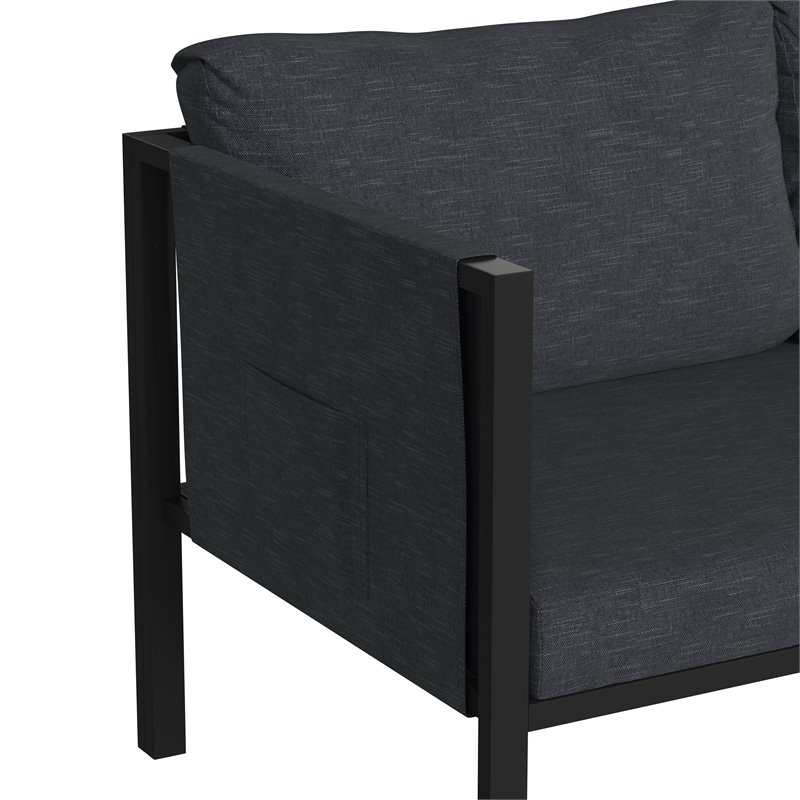 Flash Furniture Fabric Loveseat with Cushions and Storage Pockets in Charcoal