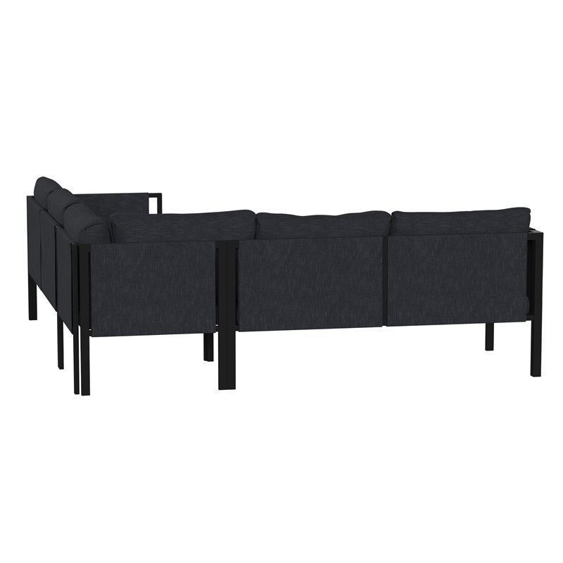 Flash Furniture Fabric Sectional with Cushions & Storage Pockets in Charcoal
