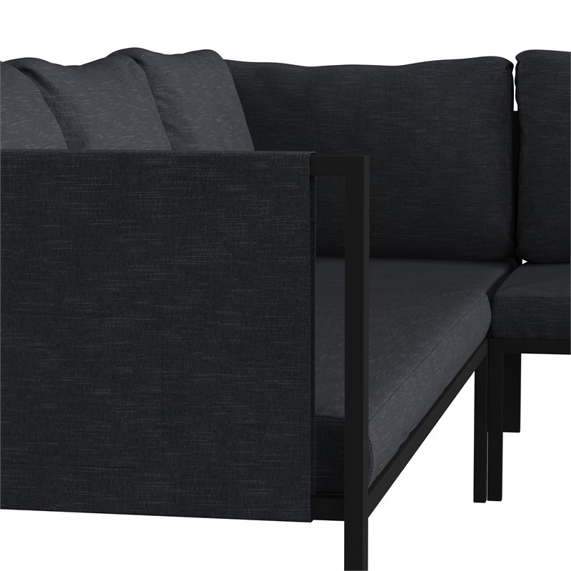 Flash Furniture Fabric Sectional with Cushions & Storage Pockets in Charcoal