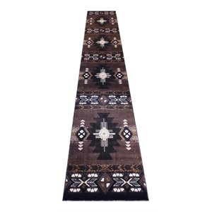 Flash Furniture Mohave 31.2&quot x 187.2&quot Olefin Fabric Area Rug in Chocolate