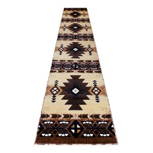 Flash Furniture Mohave 31.2&quot x 187.2&quot Olefin Fabric Area Rug in Brown
