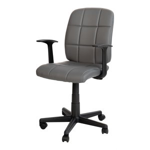 flash furniture mid-back quilted plastic home office chair with arms in gray