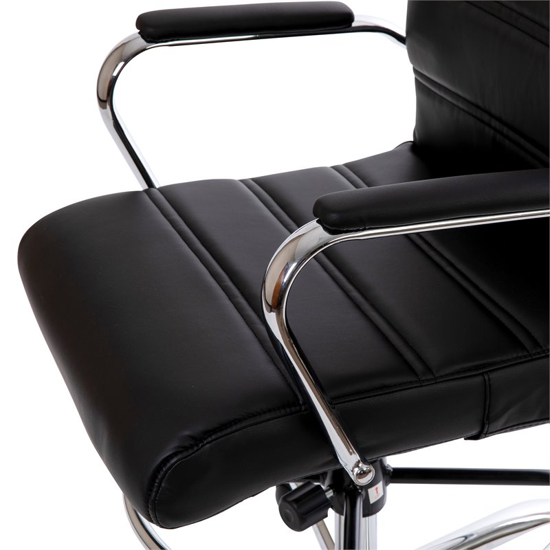 Flash Furniture Mid-Back Adjustable Foot Ring Metal Drafting Chair in Black